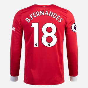 Günstige Fußballtrikots Manchester United Bruno Fernandes 18 Heim Trikot Home 2021/22 – Langarm